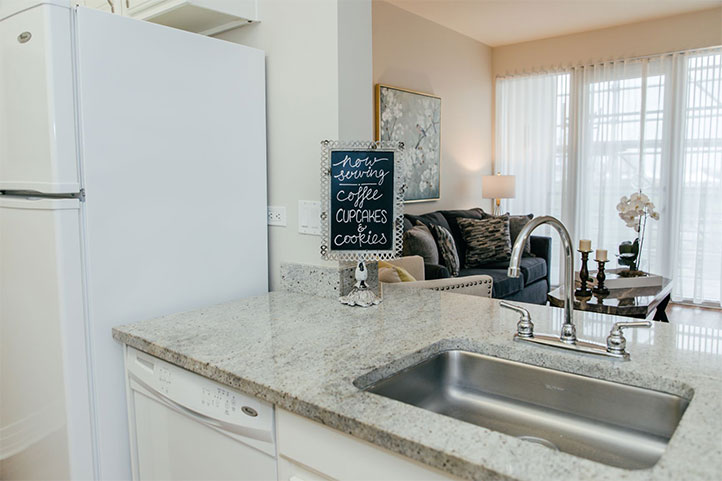 kitchen looking into living space