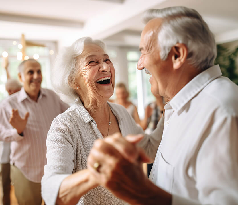 seniors dancing and laughing